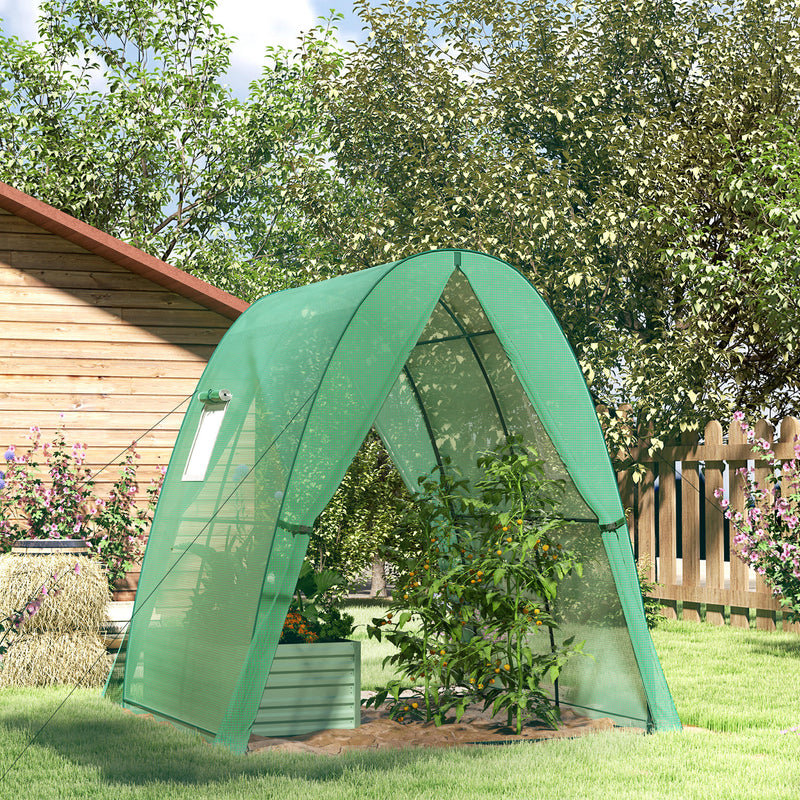 Walk In Tunnel Greenhouse With Sandbags And Ventilated Doors For All Weather Use Green AOSOM