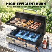 Tabletop Gas BBQ with 2 Burners and Large Griddle for Easy Outdoor Cooking Black Outsunny