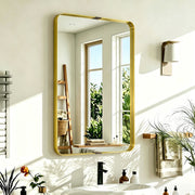 Wall Mirror Shatter Resistant with Deep Frame for Busy Homes Ready to Hang Gold Homcom