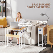 Natural Wood Drop Leaf Desk 63 cm Folding Writing Table Ideal for Small Home Offices