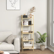 5 Tier Bamboo Bathroom Storage Shelf Freestanding Adjustable Rack Natural Wood