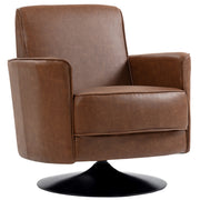 Swivel Accent Chair With Thick Padding Ideal For Living Room Or Office Use Brown AOSOM