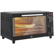 Black 9L Mini Electric Oven With Adjustable Temperature Ideal For Grilling And Toasting