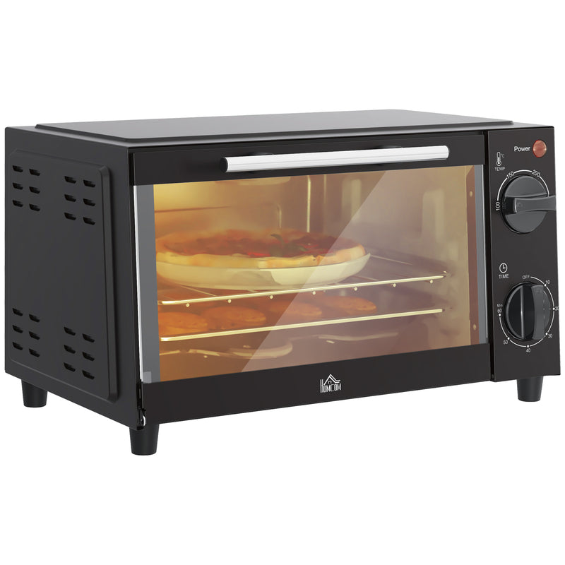 Black 9L Mini Electric Oven With Adjustable Temperature Ideal For Grilling And Toasting