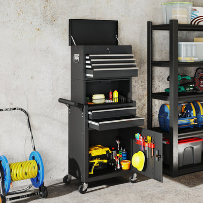 Three Tier Steel Tool Chest with Locking Drawers for Garage or Workshop Use Black