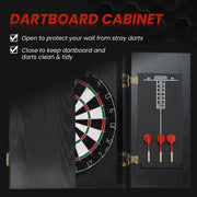 Bristle Dartboard Cabinet Set with 6 Steel Tip Darts Ideal for Home Games Room Brown AOSOM