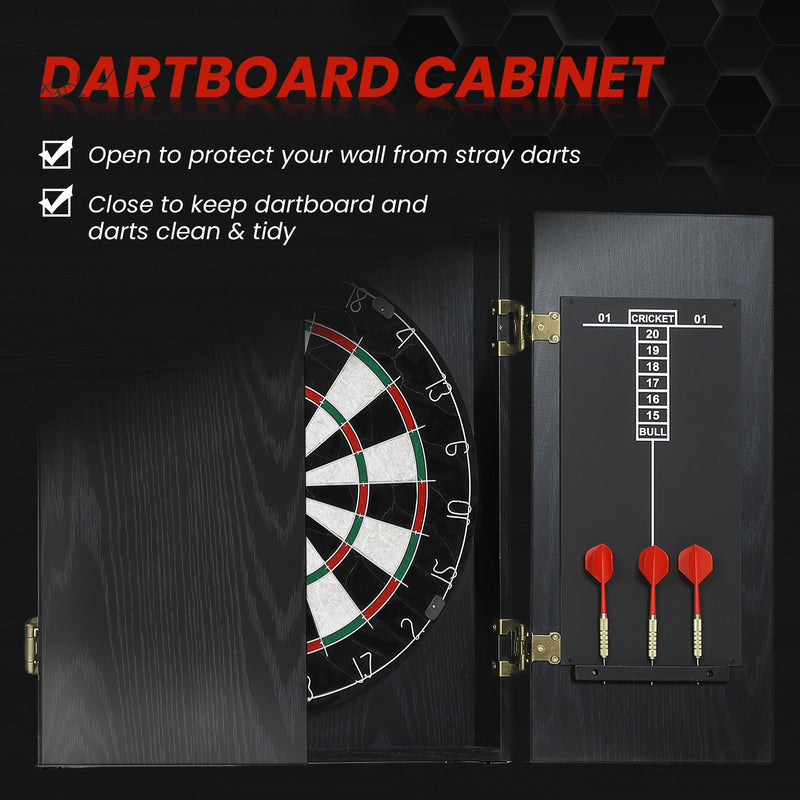 Bristle Dartboard Cabinet Set with 6 Steel Tip Darts Ideal for Home Games Room Brown AOSOM