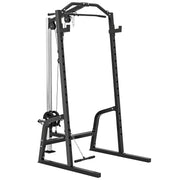 Home Gym Power Cage with 15 Level Squat Rack and Pulley System for Strength Training Black AOSOM