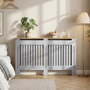 Radiator Cover with Extra Shelf and Slatted Front for Safe Heat Flow Grey Homcom