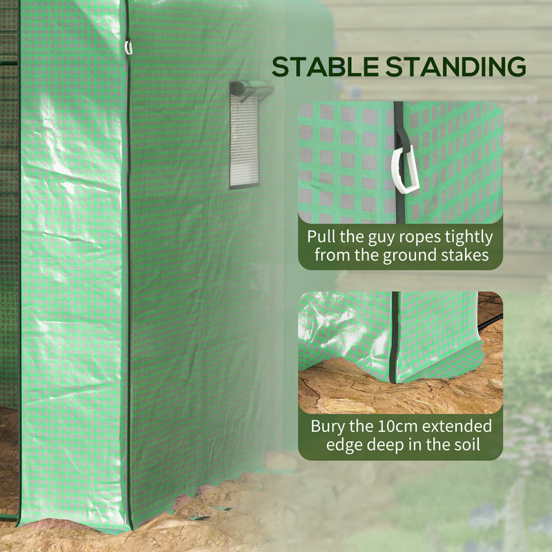 Walk In Garden Greenhouse With 12 Shelves And Roll Up Door For Plants Green