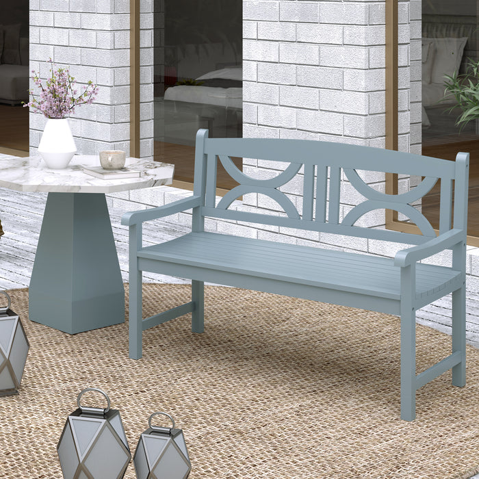Grey 2 Seater Wooden Garden Bench Outdoor Patio Loveseat for Porch by Outsunny