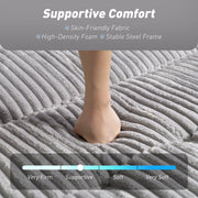 2 Seater Click Clack Sofa Bed With Pull Out Design For Guests Corduroy Upholstery Light Grey