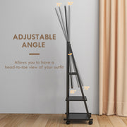 Full Length Dressing Mirror on Wheels with Adjustable Angle and Storage Shelves, White