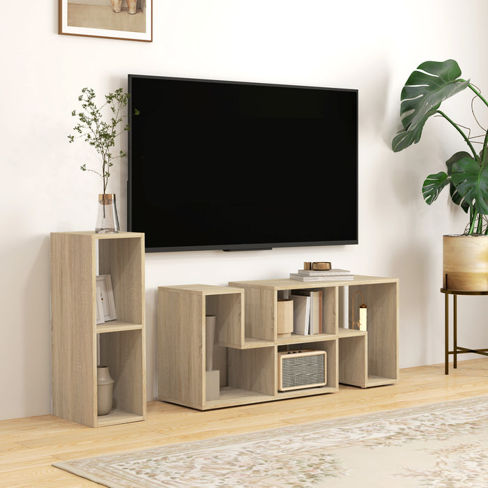 Grey Oak Wood Grain TV Stand for TVs up to 75 Inches with Storage Shelves by HOMCOM