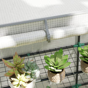 Three Tier Mini Greenhouse White Compact Plant Growhouse for Outdoors by Outsunny