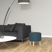 Round Storage Ottoman with Padded Seat and Hidden Compartment for Living Room Blue