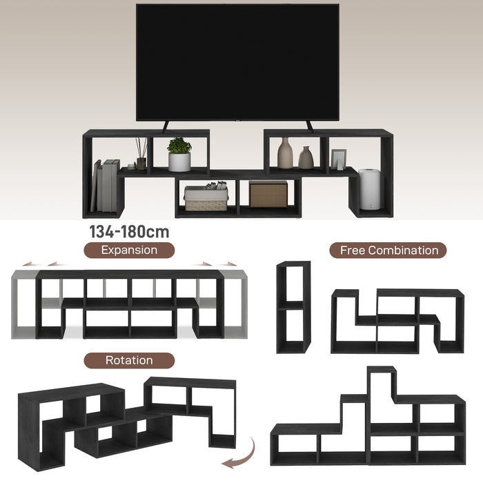 Black Extendable TV Stand for TVs up to 75 Inches with Storage Shelves by HOMCOM