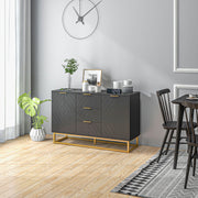 Sideboard with 3 Drawers and Adjustable Shelves for Storage in Living Room Black