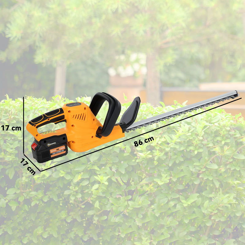 Cordless Electric Hedge Trimmer with 51cm Blade and 2 Batteries for Shrubs by Outsunny
