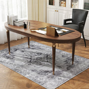 Vintage Style Washable Flannel Rug Non Slip Carpet for Living Room or Bedroom Grey 170x120cm