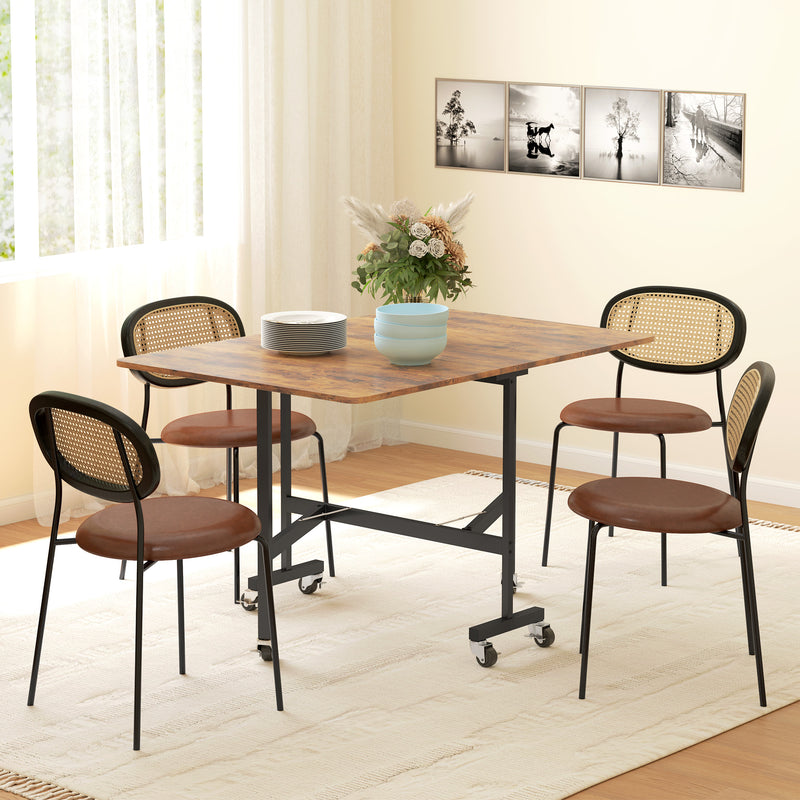 6 Seater Drop Leaf Dining Table with Wheels by HOMCOM