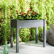 Wooden Raised Garden Planter Box With Bed Liner Ideal For Vegetables And Herbs Dark Grey AOSOM