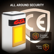 1500W Ceramic Electric Fan Heater With Oscillation and Flame Effect For Bedrooms White