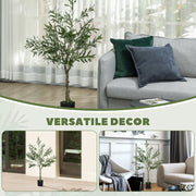 Artificial Olive Tree 4ft with 450 Leaves and 20 Fruits in Pot for Indoor Decor by Outsunny