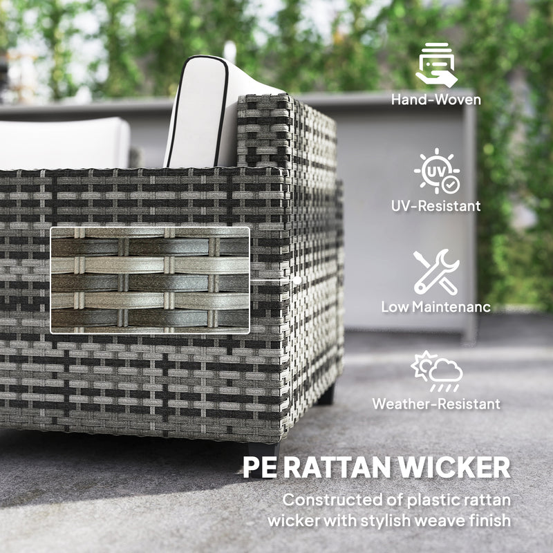 6 Seater Rattan Garden Furniture Set with Cushions Light Grey by Outsunny