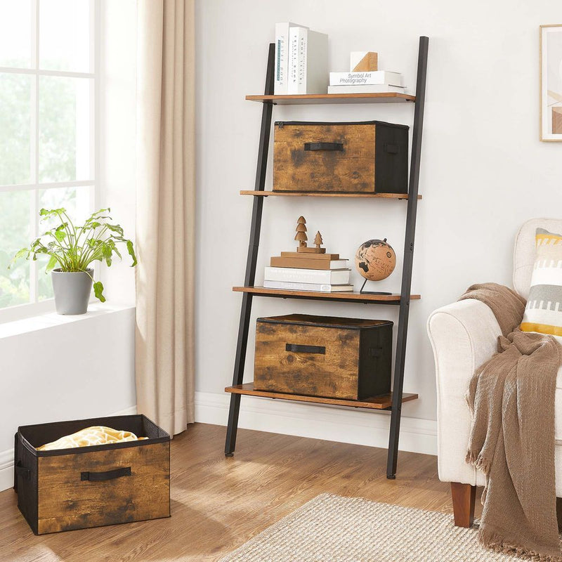 Set of 3 Fabric Storage Boxes With Lids, Rustic Brown by Songmics