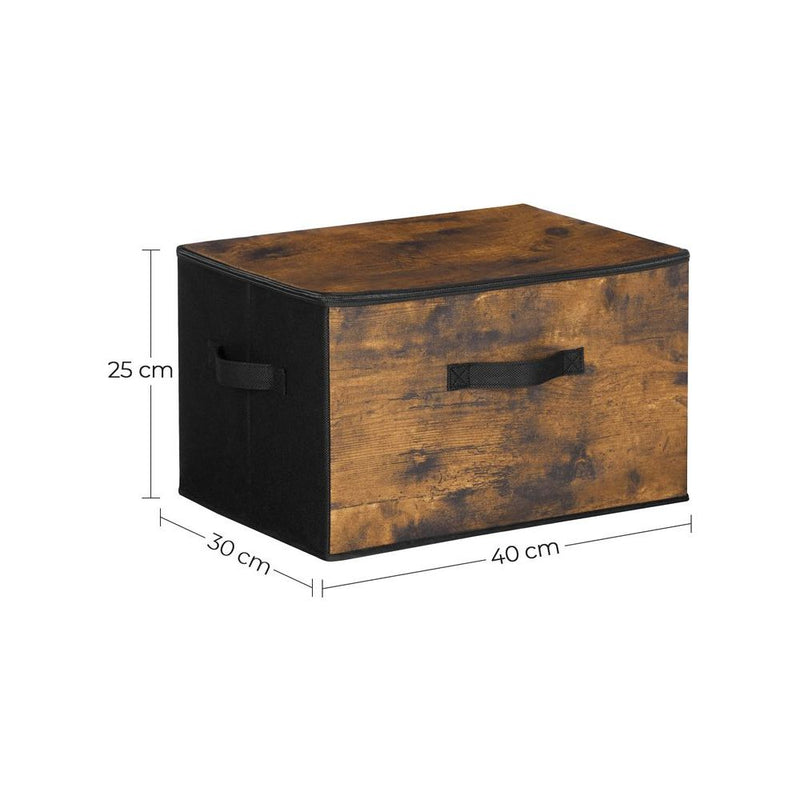 Set of 3 Fabric Storage Boxes With Lids, Rustic Brown by Songmics