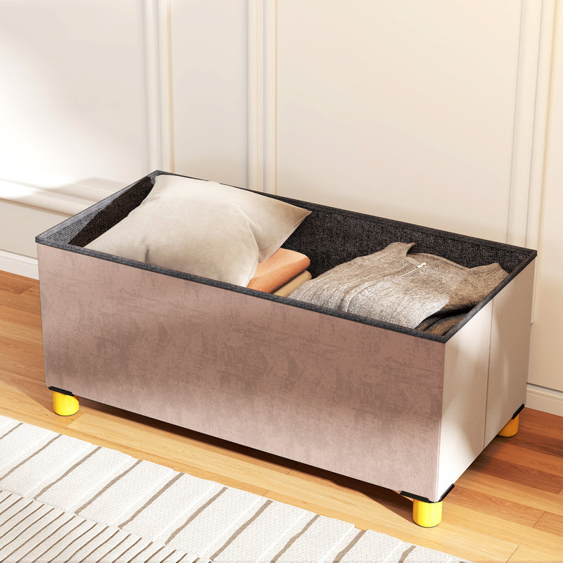 Velvet Storage Ottoman with Hidden Compartment and Foldable Design for Small Spaces