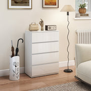 Modern 4 Drawer Bedroom Chest of Drawers With High Gloss Finish For Storage, White AOSOM
