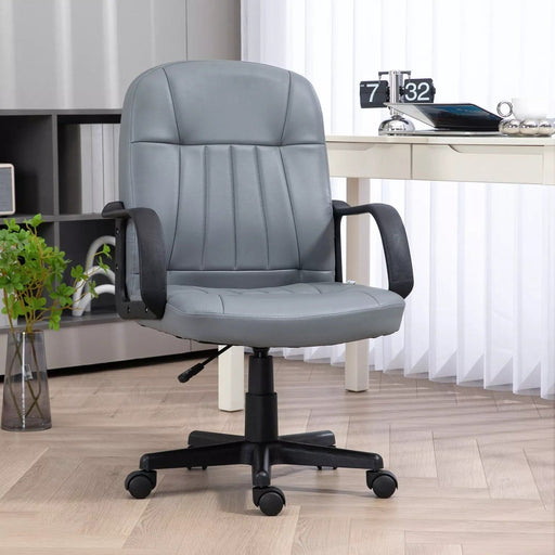 Image of a Grey Faux Leather Swivel Chair