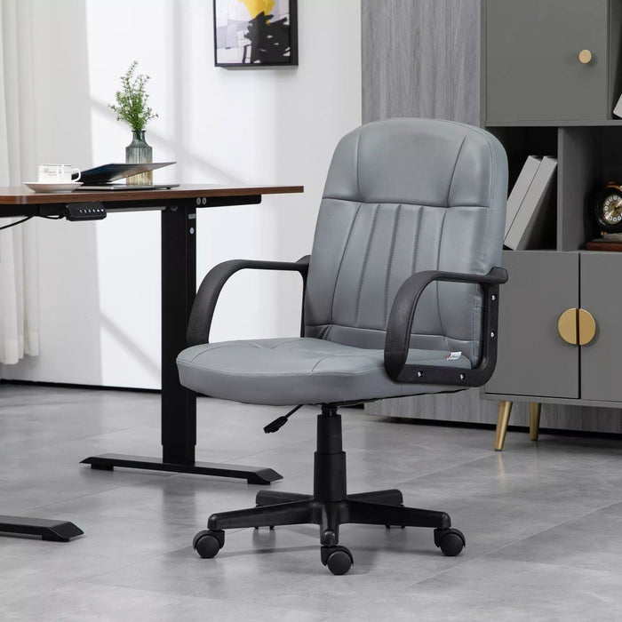 Image of a Grey Faux Leather Swivel Chair