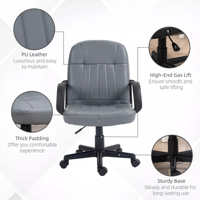 Image of a Grey Faux Leather Swivel Chair