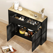 Sideboard with Adjustable Shelves for Space Saving Storage in Dining Room or Kitchen Oak Wood Effect AOSOM