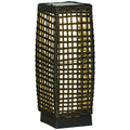 Grey Rattan Solar Garden Lantern with Auto On Off LED Light for Patio or Lawn Use