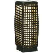 Grey Rattan Solar Garden Lantern with Auto On Off LED Light for Patio or Lawn Use