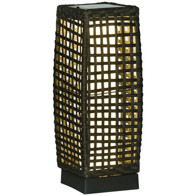 Grey Rattan Solar Garden Lantern with Auto On Off LED Light for Patio or Lawn Use
