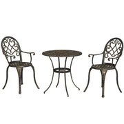 Three Piece Aluminium Garden Bistro Set Bronze Finish Weather Resistant by Outsunny