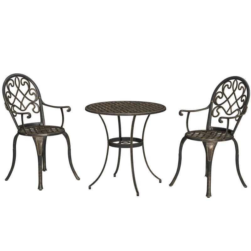 Three Piece Aluminium Garden Bistro Set Bronze Finish Weather Resistant by Outsunny