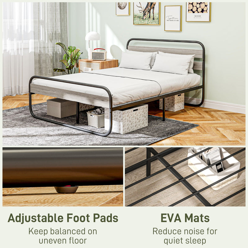 King Size Black Steel Industrial Bed Frame Sturdy and Modern by HOMCOM