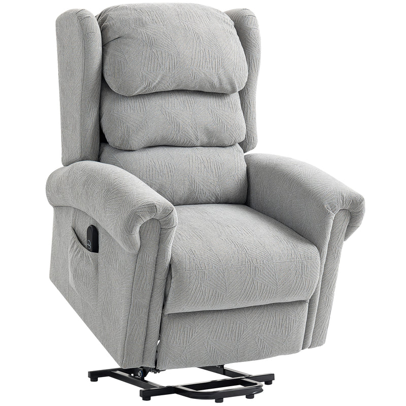 Electric Recliner Chair With Power Lift And Remote For Elderly Comfort And Support Grey