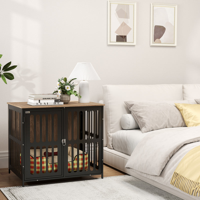 Indoor Dog Crate with Anti-Chew Mesh and Escape-Proof Door for Medium Dogs 80cm by PawHut