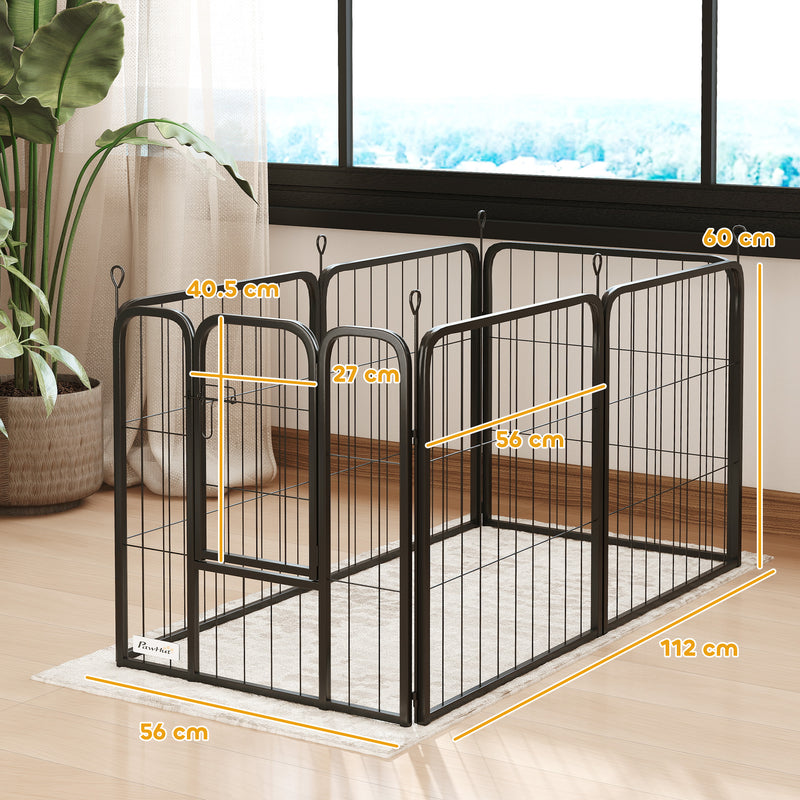 6 Panel Heavy Duty Dog Playpen with Secure Door for Indoor and Outdoor Use 60cm High by PawHut