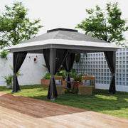 Grey 3.6 x 3.6m Pop Up Gazebo with Mesh Sides for Gardens and Outdoor Events by Outsunny