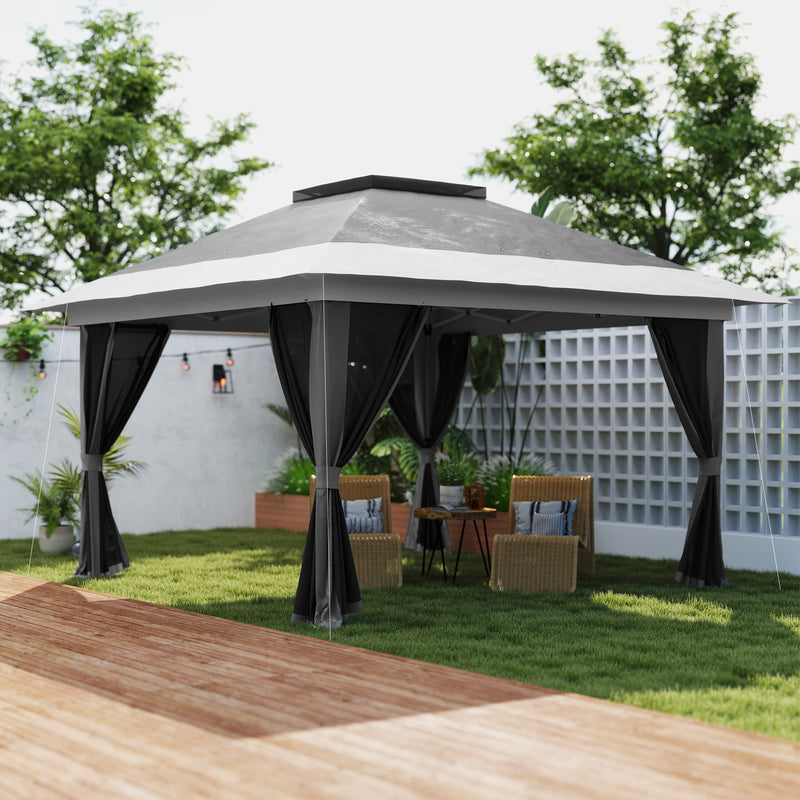 Grey 3.6 x 3.6m Pop Up Gazebo with Mesh Sides for Gardens and Outdoor Events by Outsunny