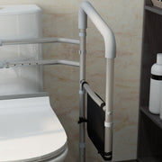Adjustable Toilet Safety Frame with Armrests and Suction Cups for Elderly Support White AOSOM