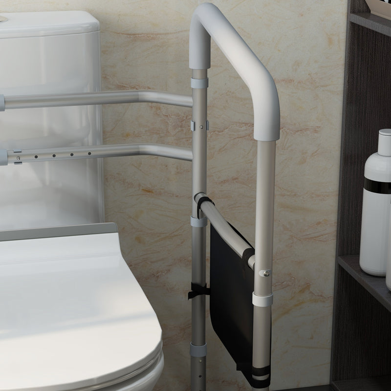 Adjustable Toilet Safety Frame with Armrests and Suction Cups for Elderly Support White AOSOM